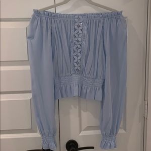 NWT Baby Blue Off the Shoulder Top